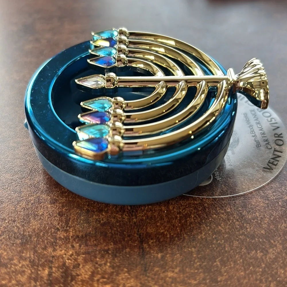 Hanukkah Menorah Holiday Themed Blue Scent Portable Bath & Body Works Car Clip